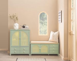 Pasillo Zapatero Comedor Sala de estar Gabinete de almacenamiento Aparador con 2 puertas 4 cajones <span class=keywords><strong>Verde</strong></span> - Product Image 3