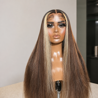 Perruques Lace Front 100% Cheveux Humains, Cuticules Alignées, Super Ondulées, Densité Élevée, Blond Cendré avec Mèches, Pré-épilées, Longues ou Courtes, Transparentes
