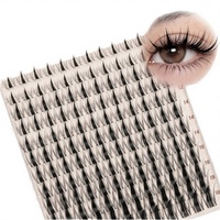 Extensions de cils en grappes tuftées segmentées faites à la main DIY, volume léger hybride 3D-5D, 12 rangées, en vison naturel doux, ensemble d'extensions en boîte personnalisée