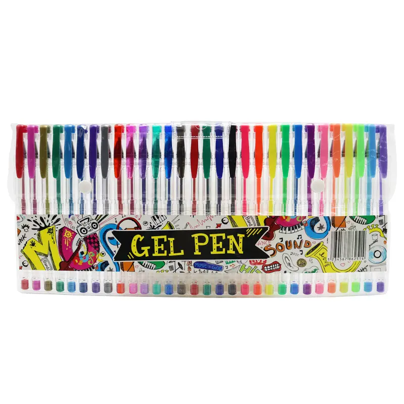 थोक 30 हल्के रंग कलम प्लास्टिक जेल स्याही कलम रंग का जेल पेन स्कूल के लिए पीवीसी बैग के साथ सेट