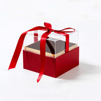 Boîte cadeau attrayante pour les fêtes de Noël, personnalisée, carrée, en matériaux recyclés, avec ruban, en papier artistique, boîte à fleurs