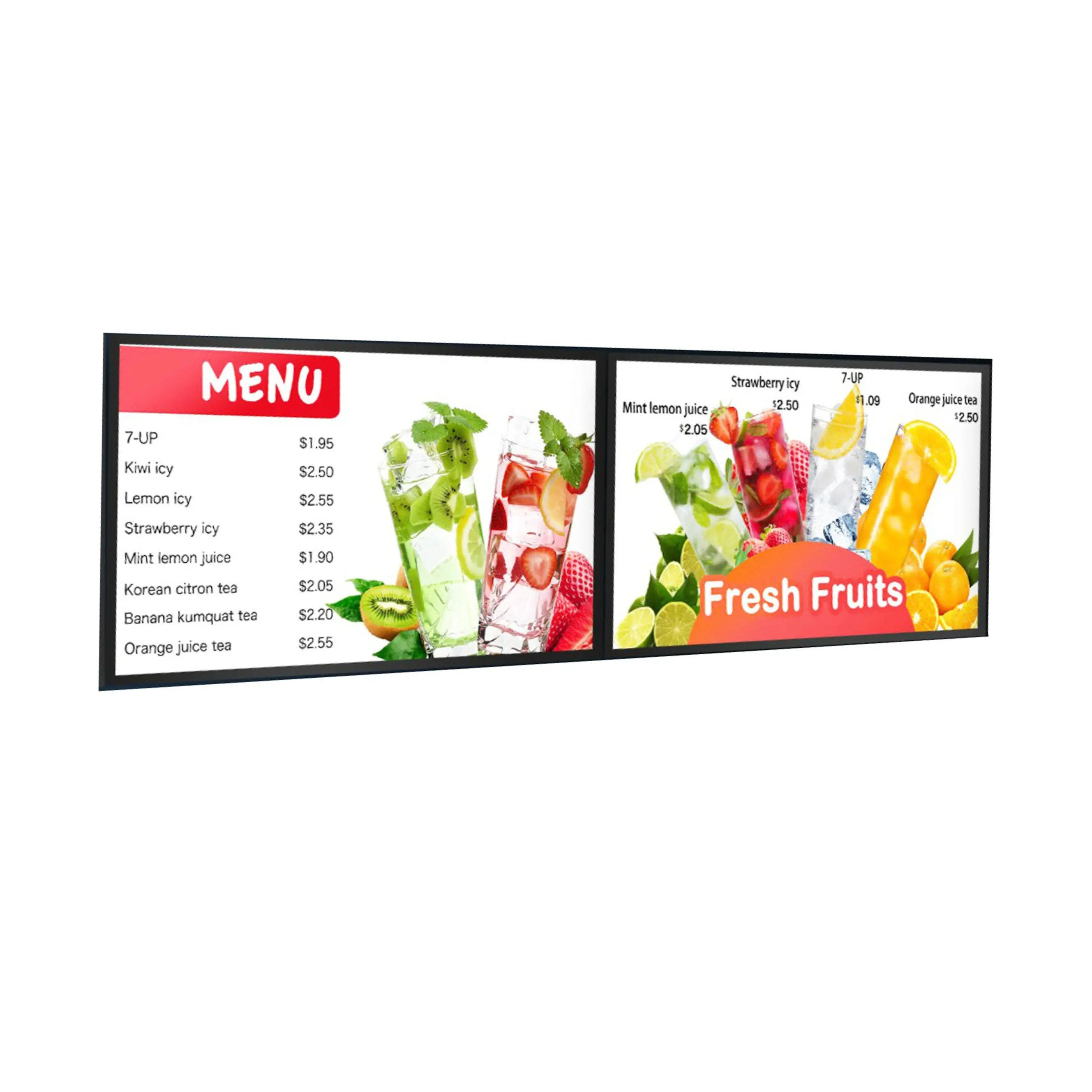 Restaurant, Cafe, Drank Winkel Mode Muur Of Plafond Opknoping Lcd Digital Signage Menu Boards