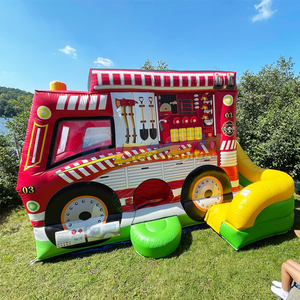 Chateau gonflable caserne de pompiers <b>inflatable</b> fire station bouncy castle slide combo commercial kids bounce <b>house</b> - Product Image 1