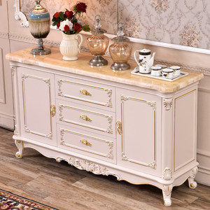 <span class=keywords><strong>Aparador</strong></span> de Madera Maciza con Tapa de Mármol Estilo Europeo, Mueble para el Hogar, 12 <span class=keywords><strong>Metros</strong></span> de Almacenamiento, para Sala de Estar, Entrada, Pasillo, Modelo de Color Oscuro - Product Image 4