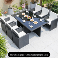Ensemble de meubles de jardin d'extérieur en aluminium moderne avec table et chaises en rotin pour hôtel et entrepôt