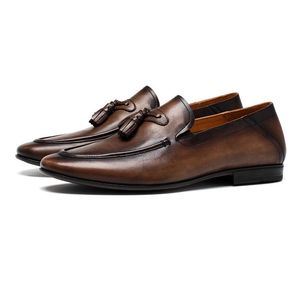 Classic Shoes for Men Wear New Styles Formal Italian Shoes Men's Genuine Leather Loafer Shoes - EU Size 38