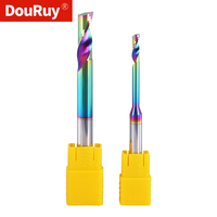 DouRuy Fraise en spirale à simple cannelure CNC Fraise en tungstène pour outils CNC en aluminium avec revêtement de couleur Fraise
