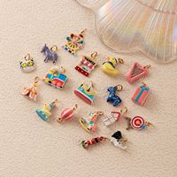 Breloque Manna pour la fabrication de bijoux pour enfants, à thème parc pour enfants, représentant Grande Roue, Carrousel, Montgolfière, adorable et mignonne, peinte