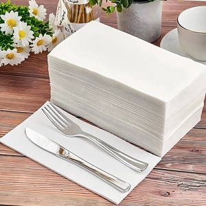 <span class=keywords><strong>Serviettes</strong></span> et <span class=keywords><strong>serviettes</strong></span> en <span class=keywords><strong>papier</strong></span> jetables écologiques 40*40cm 1 plis en pâte de bois vierge Airlaid 6 plis blancs 55gsm pour dîner, fête, mariage - Product Image 1