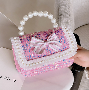 Prinzessin Little Fragrance Trendy Kinder handtasche Nette Blume Umhängetasche Perle Zubehör Knopf verschluss Mode für Mädchen - Product Image 4