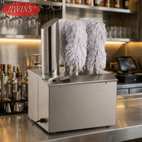 Mesin Pemoles Gelas Listrik Lima Sikat JIWINS, Mesin Pemoles Botol & Cangkir Anggur Stainless Steel Komersial untuk Hotel & Restoran 350-400