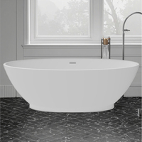 Baignoire Moderne Autoportante en Acrylique Design Rectangle Blanc Fonction Trempage Egouttoir Certifié CE/CUPC Garantie de 3 ans pour