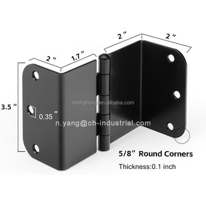 Charnières de <span class=keywords><strong>porte</strong></span> extensibles de 3,5 pouces avec angle de 5/8'' en acier inoxydable noir mat, charnières <span class=keywords><strong>d</strong></span>écalées, charnières pivotantes transparentes - Product Image 2