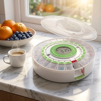Distributeur automatique de pilules avec gobelets amovibles, 21 compartiments, 9 anneaux de dosage, rappel par alarme, écran LCD, alertes sonores et lumineuses
