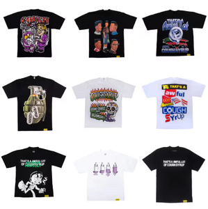 เสื้อยืดคอกลมแขนสั้นสำหรับผู้ชายทรงปกติพิมพ์ลายสกรีนผ้าไหม100% ยาแก้ไอสำหรับผู้ชาย - Product Image 1