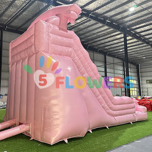 Toboggans gonflables avec <span class=keywords><strong>piscine</strong></span> pour adultes enfants <span class=keywords><strong>étoile</strong></span>s <span class=keywords><strong>belle</strong></span> glissade d'eau gonflable rose brillant avec ventilateur - Product Image 4