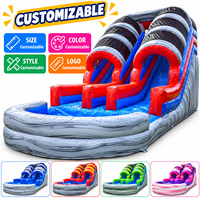 Ceyu Meilleure Vente Toboggan Aquatique Gonflable Commercial avec Piscine à Jets, Double Tunnel, Gris, Double Toboggan