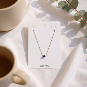 สร้อยคอ Angelina Fine Chain ชุบทอง ประดับจี้เพทายสีน้ำเงิน ดีไซน์มินิมอล เหมาะสำหรับใส่ทุกวัน ทำจากสแตนเลส - Product Image 3