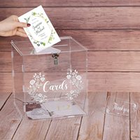 Hot Sale Rose Gold Acryl Hochzeits karte Spar büchse mit Schloss Hochzeit Wunsch gut Charity Spenden box 2 Käufer Lieblings