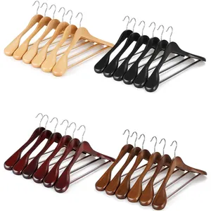 LINDON Wooden Suit Hanger Wide Shoulder Coat Hanger with Non Slip Pants Bar