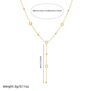 Gold Plated Hollow Flower Long Tassel Chain Necklace For Daily Wear - Product Image 4