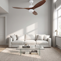 Ventilateur de plafond moderne avec lumière LED, 3 pales en bois, télécommande, pour chambre à coucher et salon