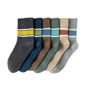 Pure Cotton Crew Socks Striped Color Block Breathable Daily Casual Men's Socks - Product Image 5