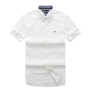 Camisa Oxford de Manga Corta <span class=keywords><strong>Tommy</strong></span> al por Mayor para Hombre, Camisa Casual con Botones y Logotipo Bordado, Camisas de Verano - Product Image 2
