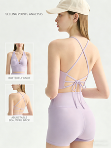 Conjuntos de Dos Piezas para Mujer, Top Halter con Detalle Cruzado en la Parte Delantera y Pantalones Cortos, <span class=keywords><strong>Ropa</strong></span> Deportiva para <span class=keywords><strong>Yoga</strong></span>, Gimnasio y Pilates - Product Image 2