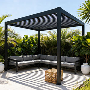 Pérgola, Gazebo, Pabellón Retráctil, Fábrica <span class=keywords><strong>con</strong></span> Certificación CE, Bioclimática, de Aluminio Motorizado, Reforzada, Moderna, para Patio Trasero o <span class=keywords><strong>Terraza</strong></span> - Product Image 3