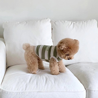 Débardeur gaufré rayé multicolore pour animaux de compagnie, gilet d'été respirant sans manches pour chiens avec imprimé lettres pour petits chiots