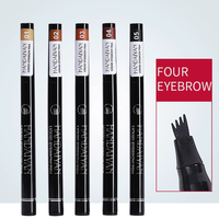 Crayon à sourcils quatre pointes transfrontalier Handaiyan, ultra-fin, sculptant, waterproof, longue tenue, anti-bavures, stylo à sourcils à quatre dents