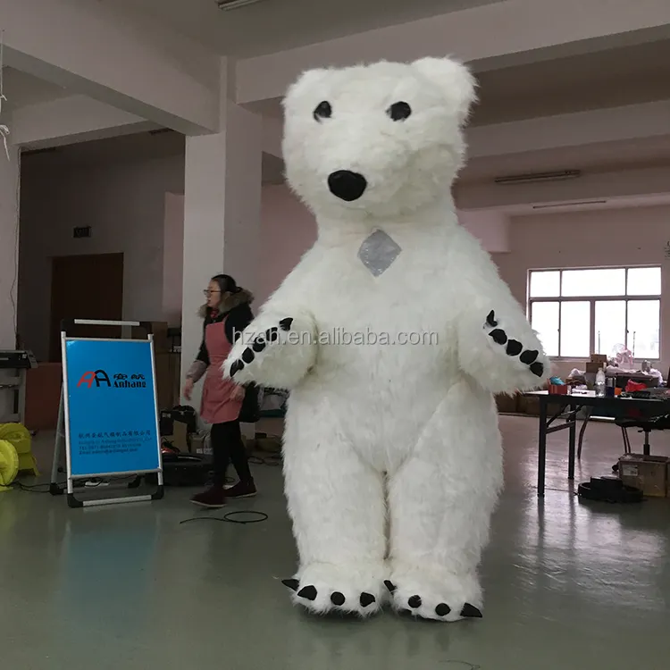 Disfraz de oso Polar para actuaciones, muñeco inflable para caminar, con movimiento