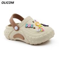 OLICOM Sabots personnalisés avec logo pour filles et garçons, avec breloques, sandales d'été pour jardin, douche, plage, piscine, natation, chaussures aquatiques pour enfants