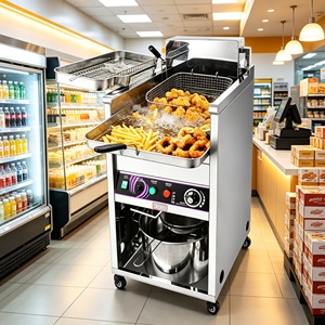 Freidora Eléctrica Comercial Profesional de 220V con Pantalla Digital y Zona Fría para Alta Productividad en Puestos de Pescado y Patatas Fritas - Product Image 1