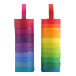 مجموعة شريط واشي الصلبة الملونة لفات اخفاء لاصقة الزخرفية للمجلات سجلات القصاصات الحرف اليدوية ديي - Product Image 4