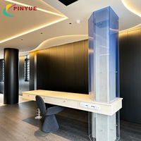 Pilier d'affichage en acrylique bleu translucide avec prises de courant intégrées, table de consultation moderne pour salon, comptoir de réception personnalisé pour boutique