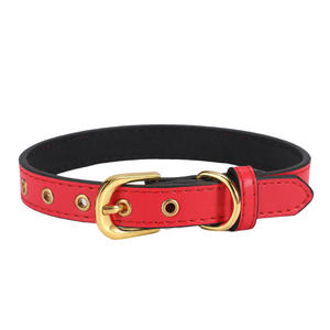 <span class=keywords><strong>Collar</strong></span> de perro de PU de color sólido con hebilla de oro de imitación, <span class=keywords><strong>collar</strong></span> de cuero para mascotas de gama alta para perros, suministros para mascotas con logotipo personalizado - Product Image 3