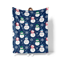 Couverture en flanelle de Noël avec motif bonhomme de neige et Père Noël, douce, légère et chaude, pour lit, canapé, voyage, décoration de la maison, impression personnalisée moderne