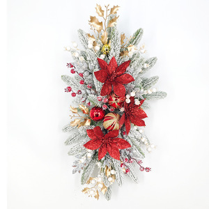 Giáng sinh trang trí cầu thang Garland nhà cảnh sắp xếp giáng sinh bóng đỏ Hoa đổ xô Vòng Hoa - Product Image 5