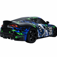 Kit de décalcomanies en vinyle pour carrosserie complète, motif Crâne Zombie Néon, vert et violet, style graffiti, pour voiture de sport, imperméable et résistant aux UV