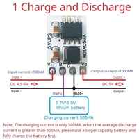 (BSC) ND1A05MA Mini module d'alimentation sans interruption (UPS) 5V 1A, chargeur de batterie lithium 18650 2-en-1 (charge et décharge) 3.7V 3.8V 4.2V