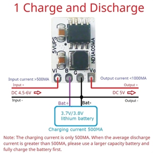 (BSC) ND1A05MA Mini 5V 1A USV Unterbrechungsfreies Ausgangsmodul 2-in-1 Lade- und Entladegerät 3,7V 3,8V 4,2V Lithium 18650 Batterieladegerät - Product Image 2