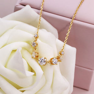 Collier Tianyu en moissanite ronde, plaqué argent sterling 925 avec or, exquis et délicat, cadeau d'anniversaire - Product Image 3