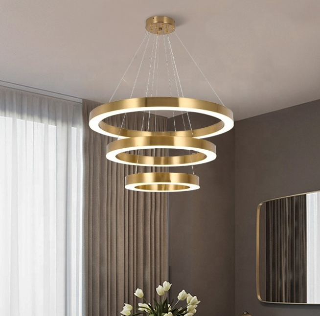 Modern ceiling light living room stainless steel  gold led ring light ceiling lamp chandelier