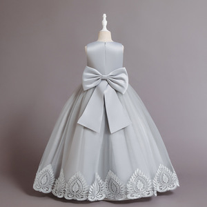 4-16 anni giovane ragazza ricamata <span class=keywords><strong>abiti</strong></span> lunghi in rete con perline occasione formale bambini damigella d'onore che ospita costumi <span class=keywords><strong>cerimonia</strong></span> di esibizione - Product Image 6