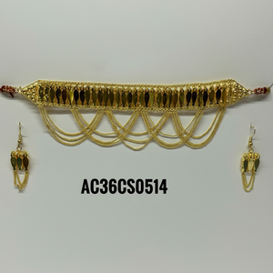 Recién llegado, conjunto de Joyería Árabe para mujer y bebé, diseño único con pendientes chapados en oro, cadena de eslabones de Material de latón - Product Image 1