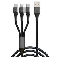 A-bst kabel pengisi daya 3 in 1, kabel pengisian daya Cepat 60W kepang nilon elastis untuk ponsel cekung 20V 3A PD