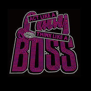 Klaar om te persen Boss Lady strass transfer bling strijk-op motief hoge hak schoen design voor T-shirt kleding groothandel - Product Image 4