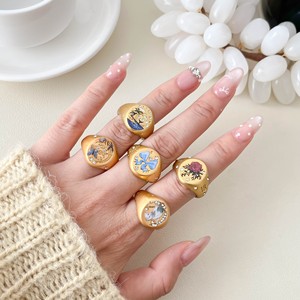 ヴィンテージ風ナショナルスタイルゴールドマットステンレス鋼電気メッキリング開口部調整可能フラワーリング - Product Image 3